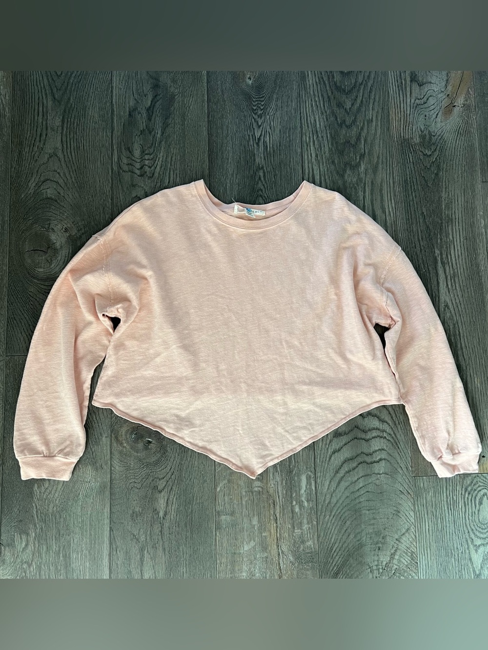 FREE PEOPLE FP Beach Distressed Slub Knit Cropped Pullover Top Size M